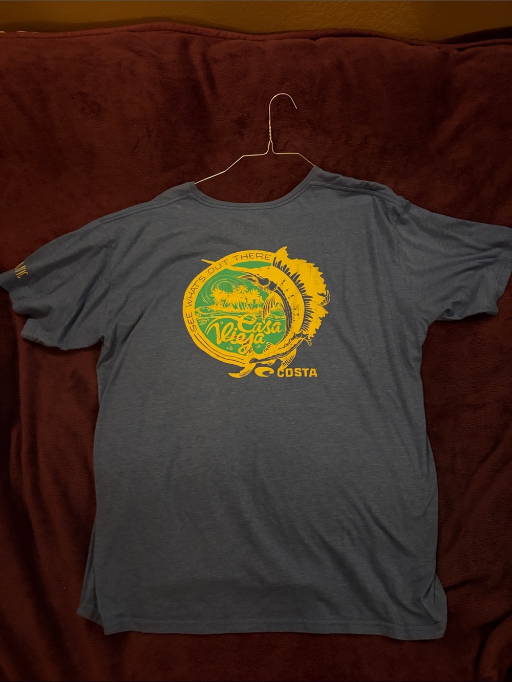 Costa Graphic Tee - Blue with Yellow Print